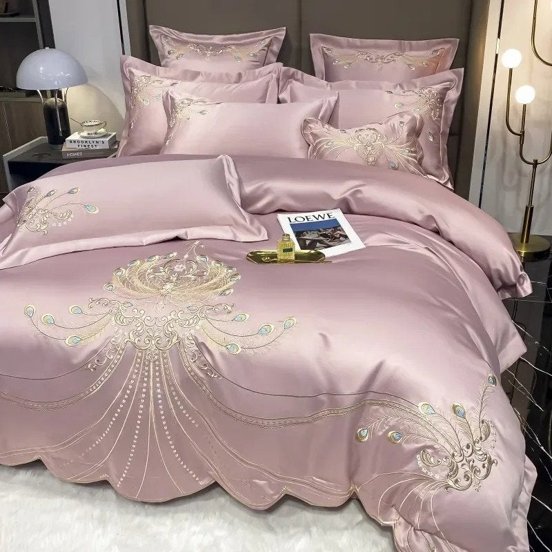 Elysee Pink Embroidered Duvet Cover Set