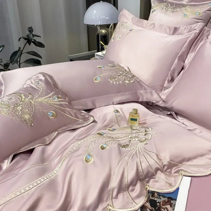Elysee Pink Embroidered Duvet Cover Set