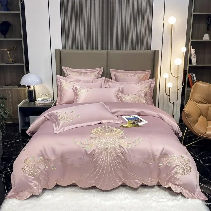 Elysee Pink Embroidered Duvet Cover Set