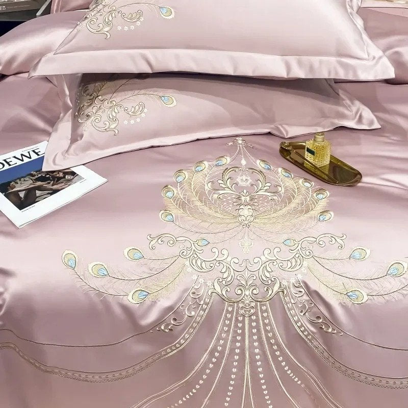 Elysee Pink Embroidered Duvet Cover Set