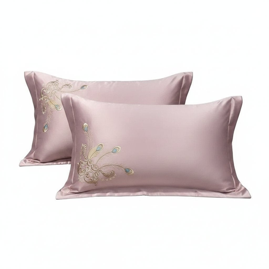 Elysee Pink Embroidered Pillowcase Set (Set of 2)
