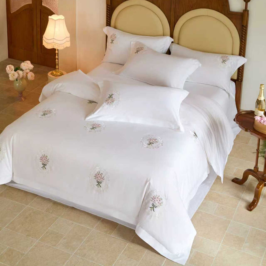 Evelyn Floral Embroidered Duvet Cover Set