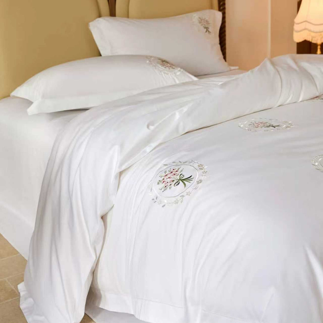 Evelyn Floral Embroidered Duvet Cover Set