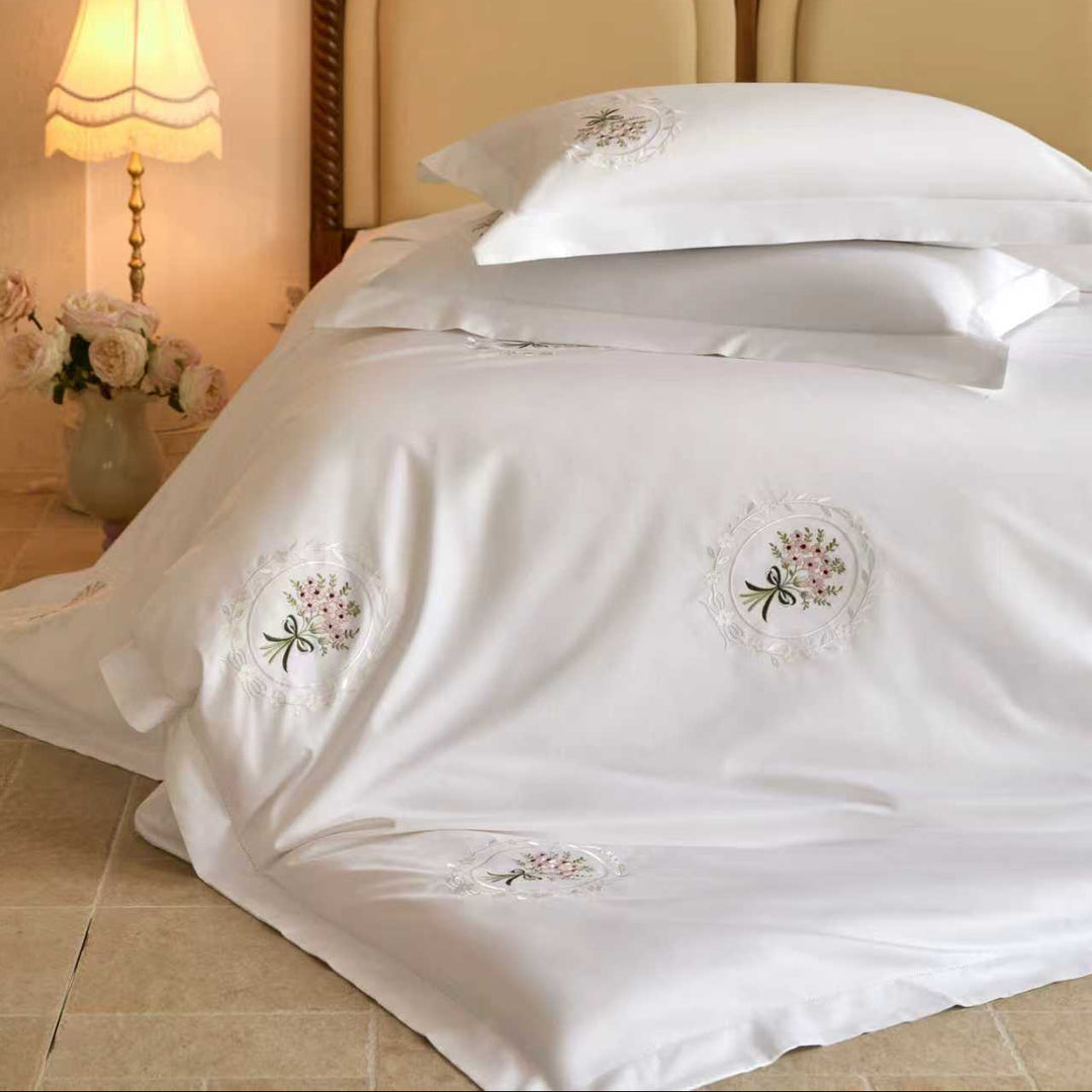 Evelyn Floral Embroidered Duvet Cover Set