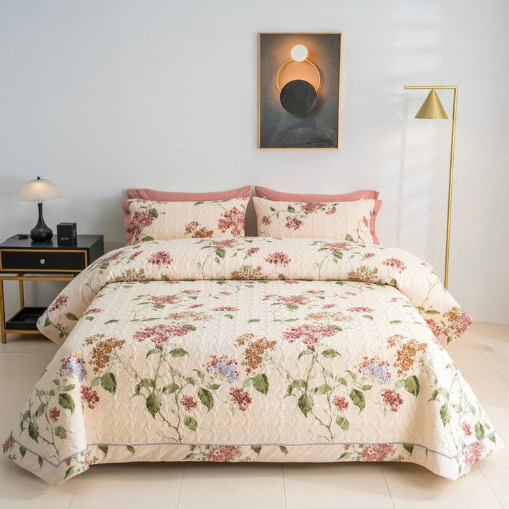 Floral Cotton Quilted Bedspread Set