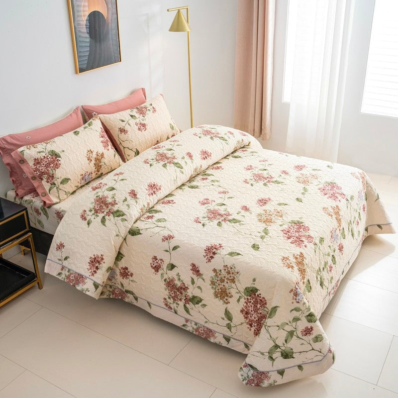 Floral Cotton Quilted Bedspread Set