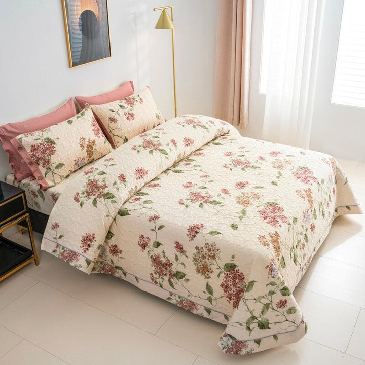 Floral Cotton Quilted Bedspread Set