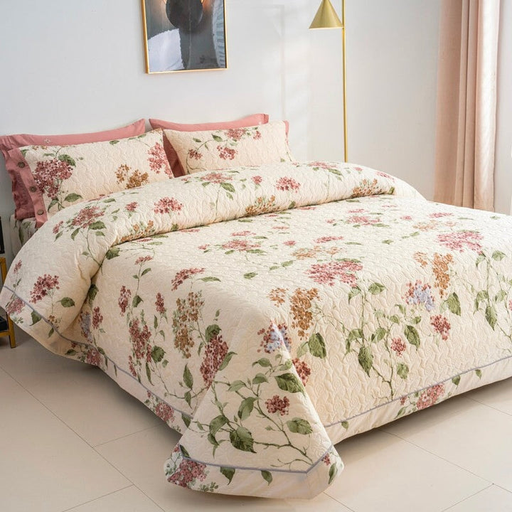Floral Cotton Quilted Bedspread Set