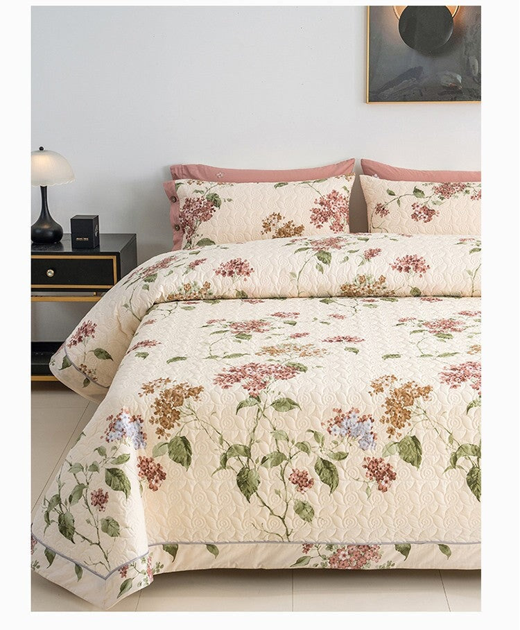 Floral Cotton Quilted Bedspread Set