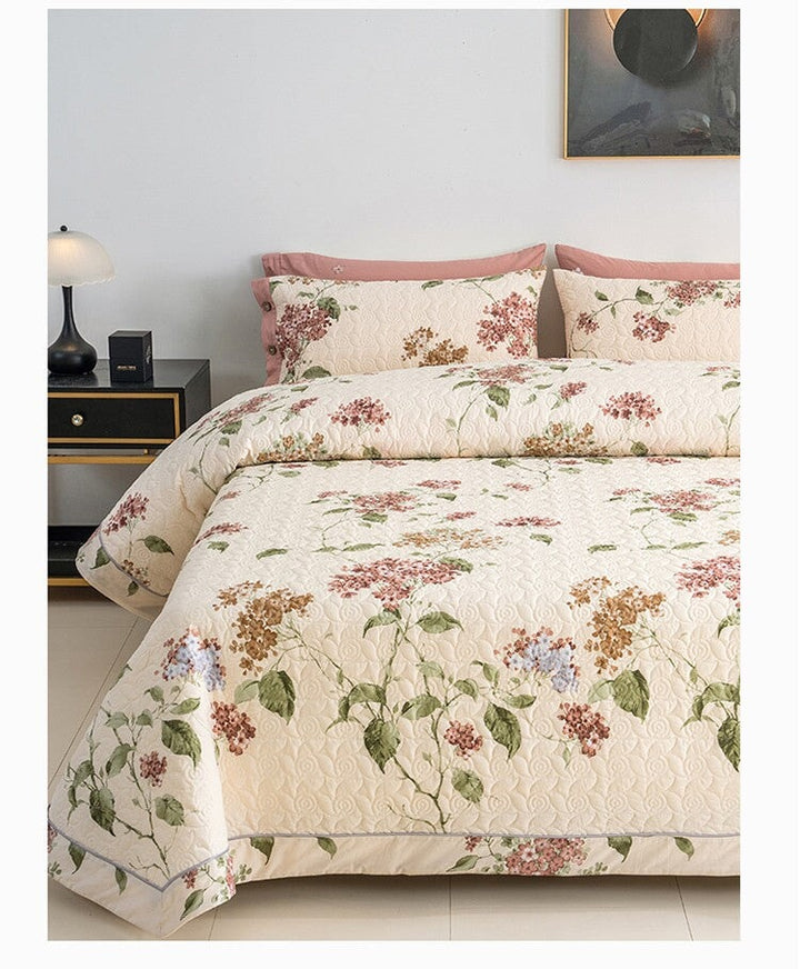 Floral Cotton Quilted Bedspread Set