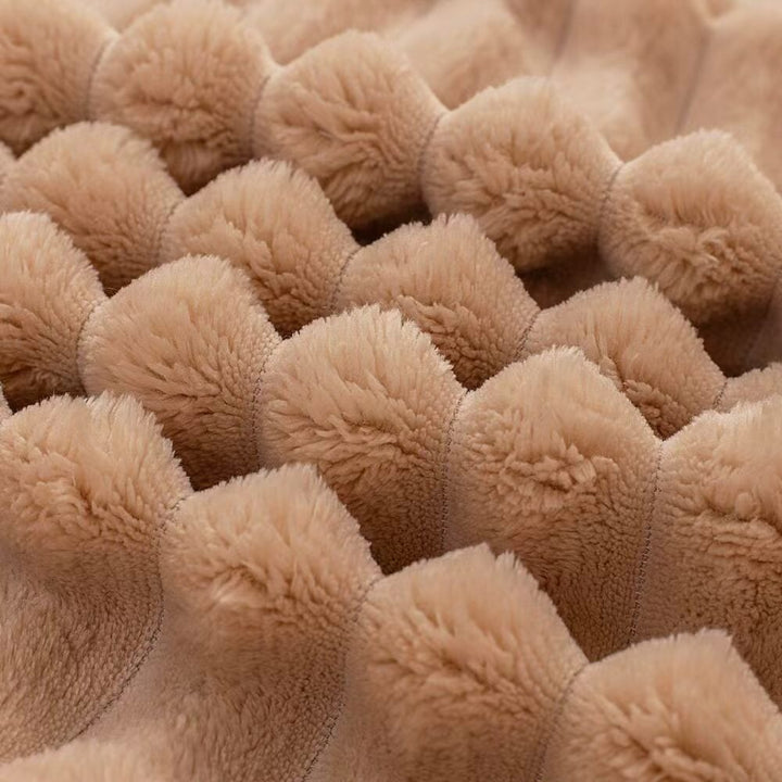 Fluffy Ribbed Brown Duvet Cover Set