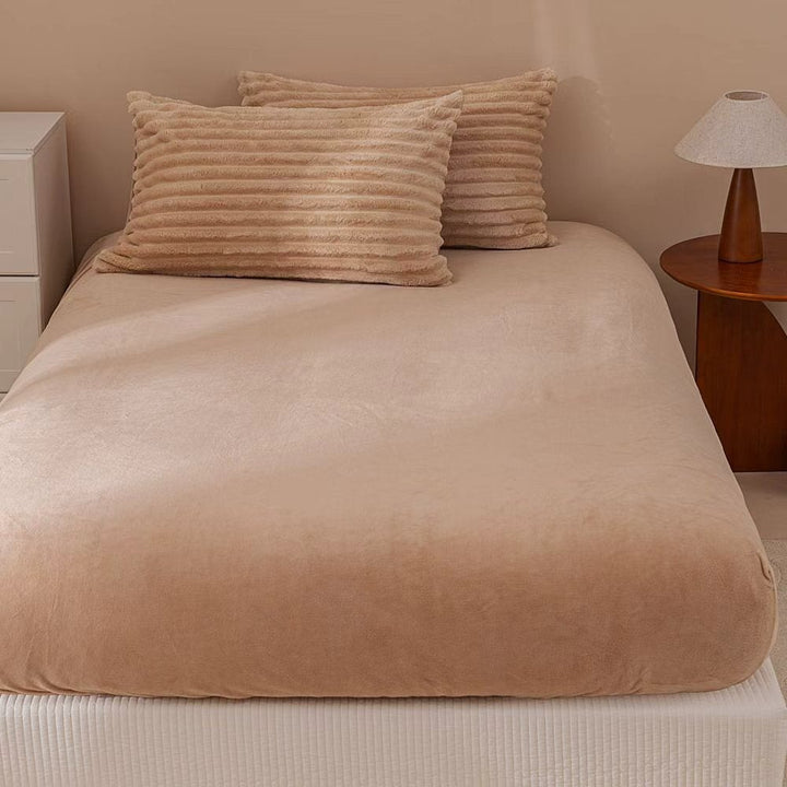 Fluffy Ribbed Brown Duvet Cover Set