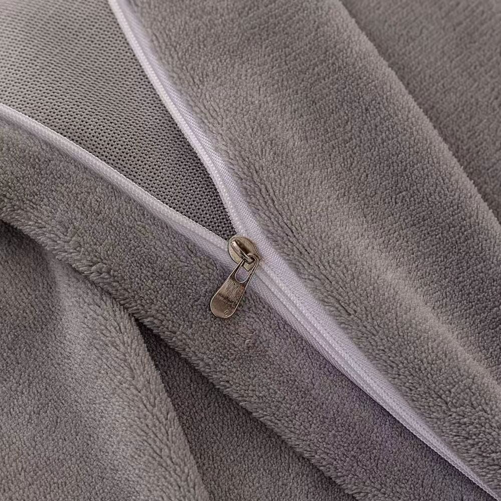 Fluffy Ribbed Grey Duvet Cover Set
