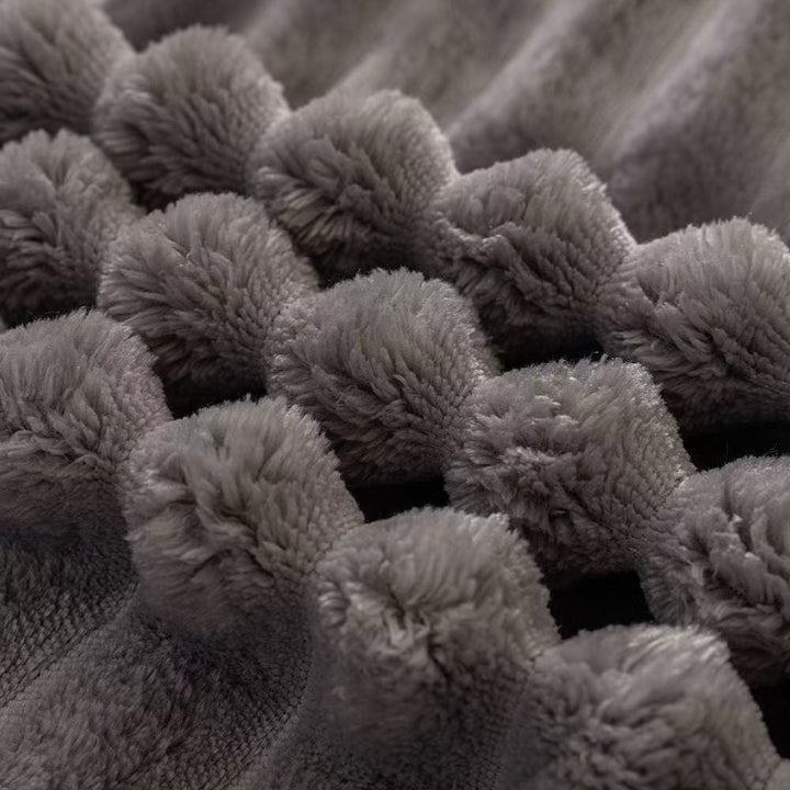 Fluffy Ribbed Grey Duvet Cover Set
