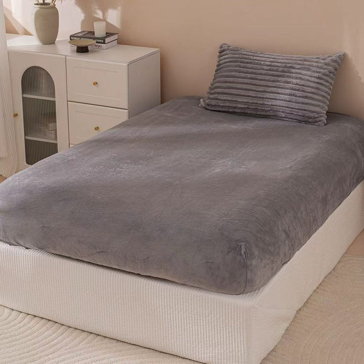 Fluffy Ribbed Grey Duvet Cover Set