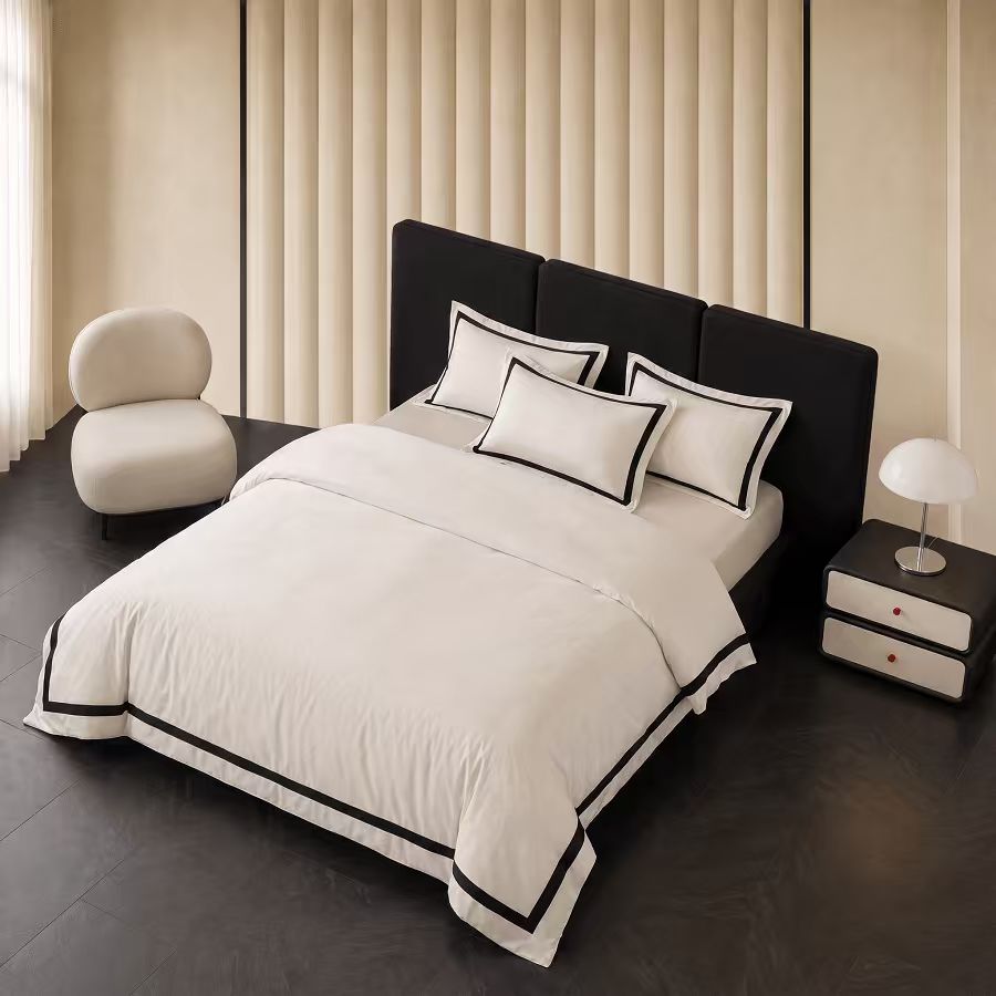 Hotel Luxe Black Contrast Border Duvet Cover Set