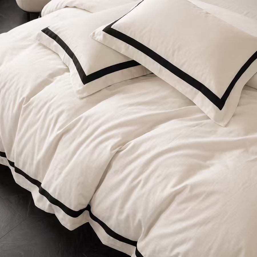 Hotel Luxe Black Contrast Border Duvet Cover Set