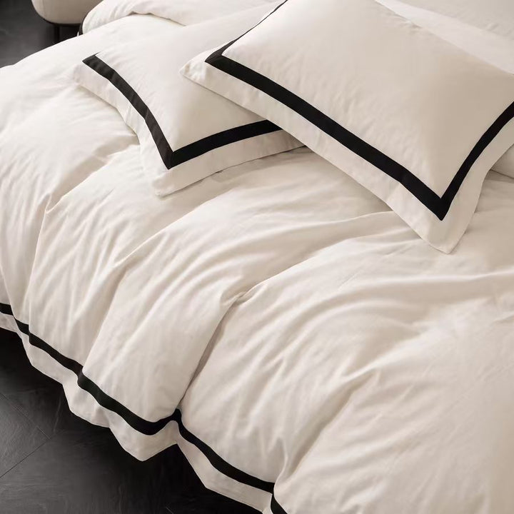 Hotel Luxe Black Contrast Border Duvet Cover Set