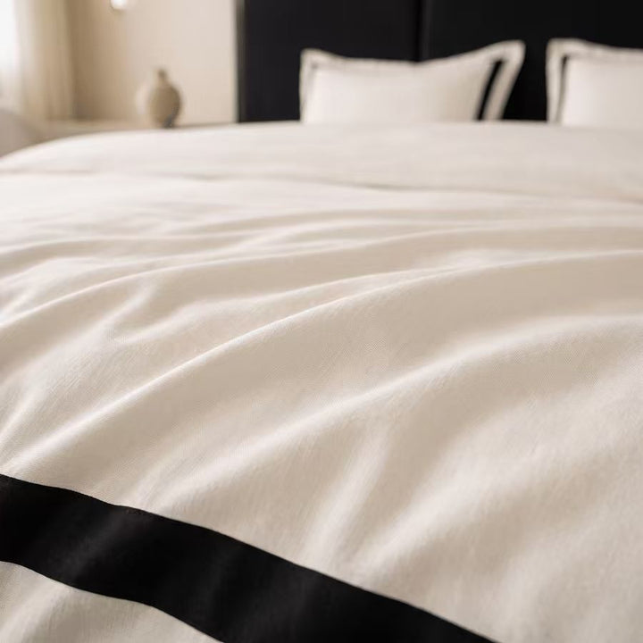 Hotel Luxe Black Contrast Border Duvet Cover Set