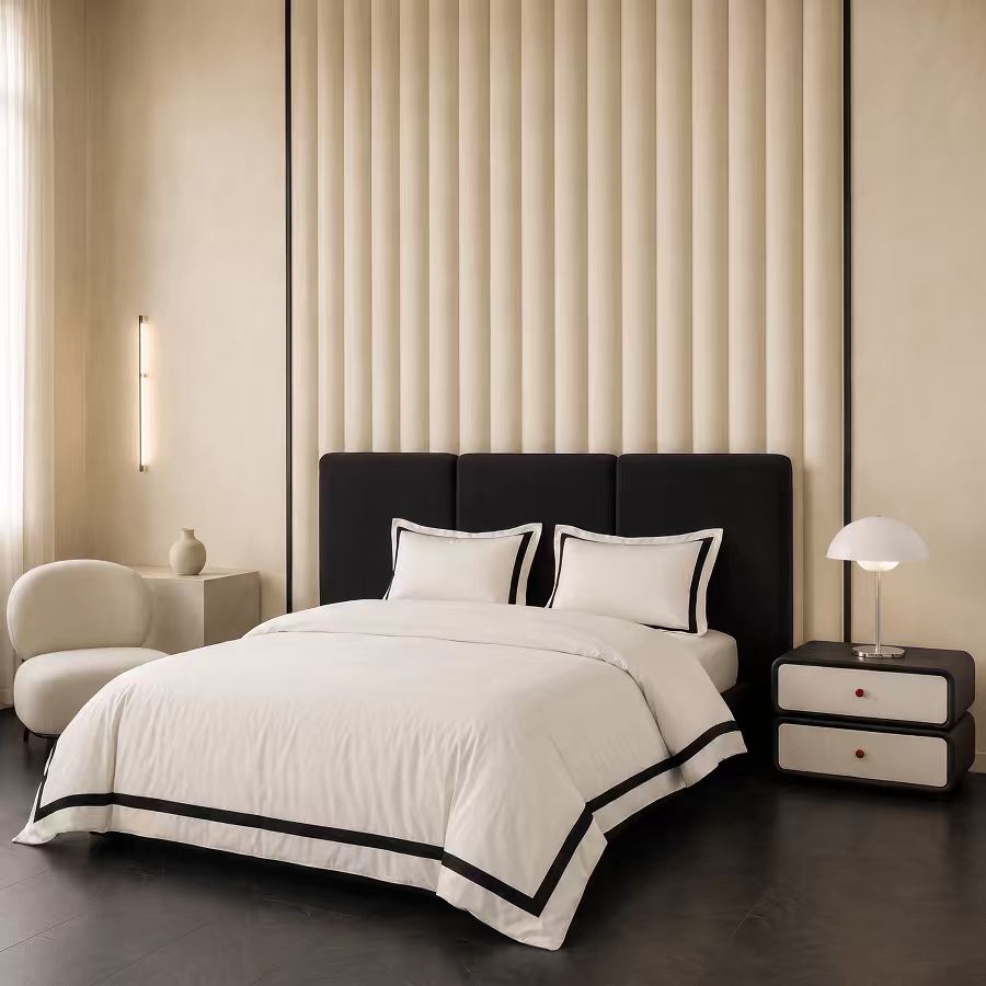 Hotel Luxe Black Contrast Border Duvet Cover Set