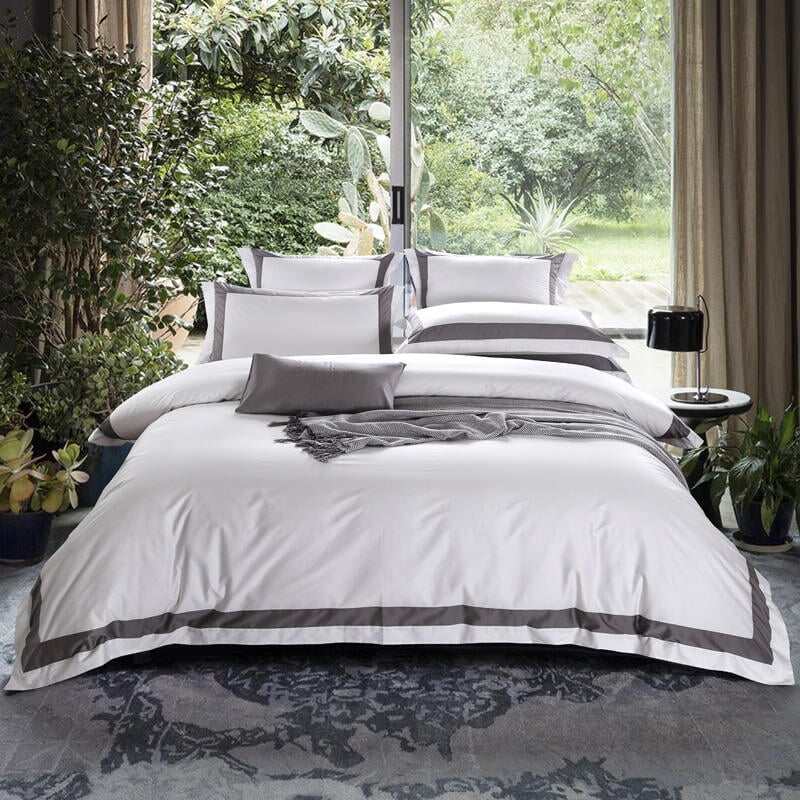 Hotel Luxe Contrast Border Pillowcase (Set of 2) - Grey