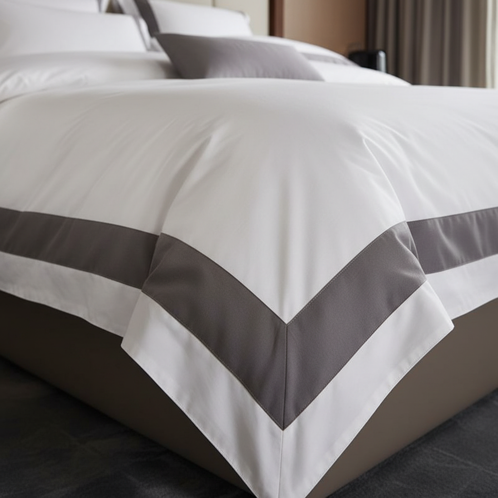 Hotel Luxe Grey Contrast Border Duvet Cover Set