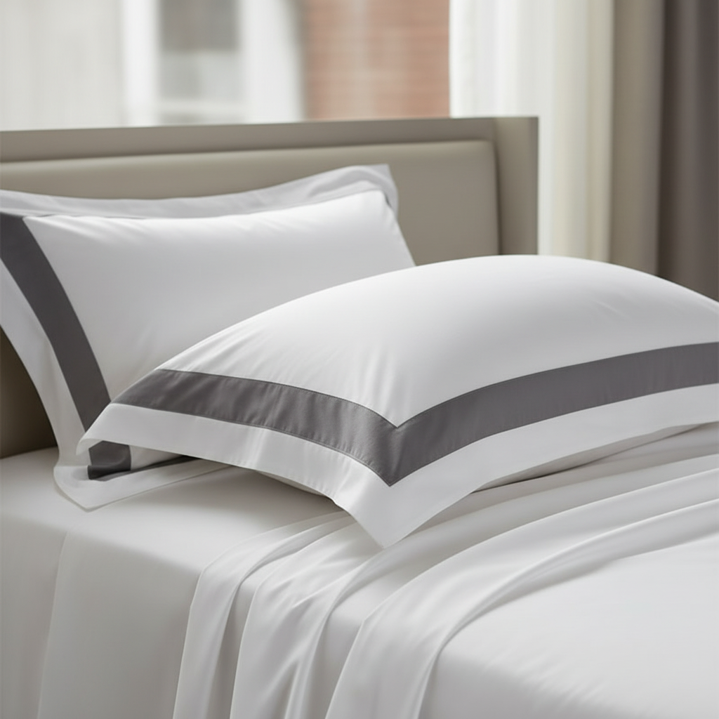 Hotel Luxe Grey Contrast Border Duvet Cover Set