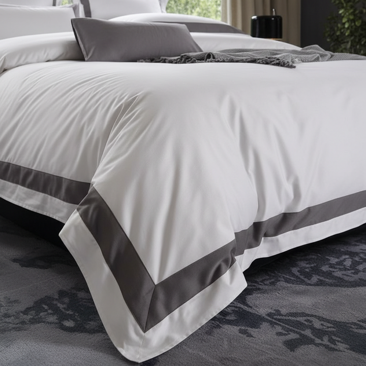 Hotel Luxe Grey Contrast Border Duvet Cover Set