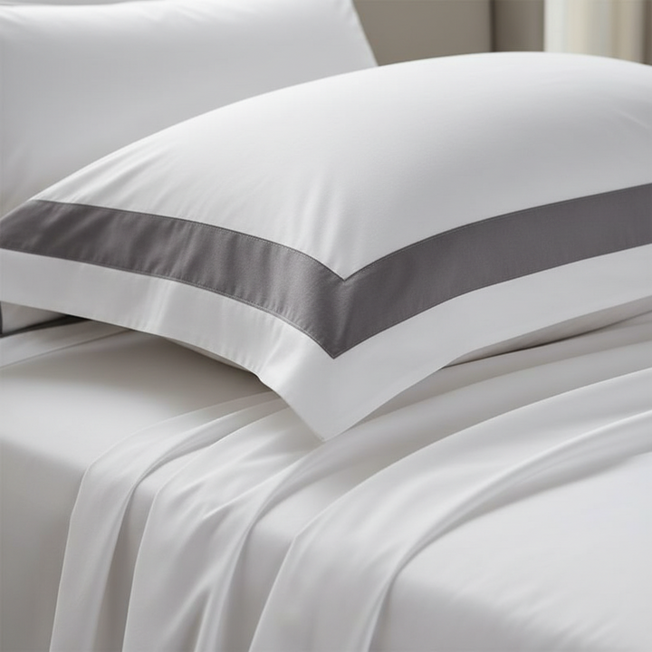 Hotel Luxe Grey Contrast Border Duvet Cover Set