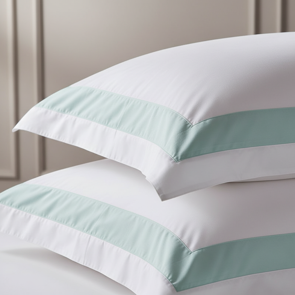 Hotel Luxe Mint Green Contrast Border Duvet Cover Set