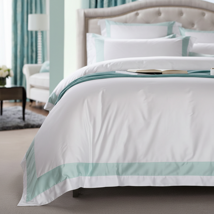 Hotel Luxe Mint Green Contrast Border Duvet Cover Set
