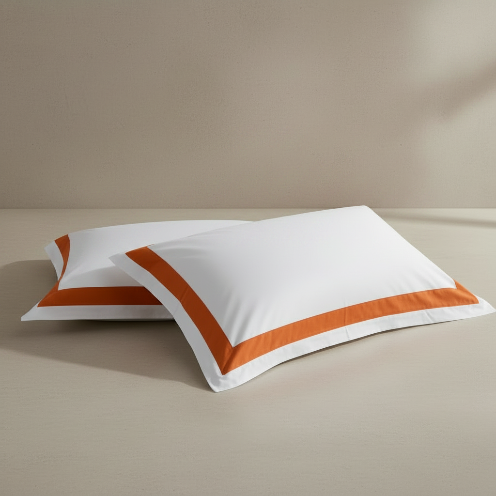 Hotel Luxe Orange Contrast Border Duvet Cover Set