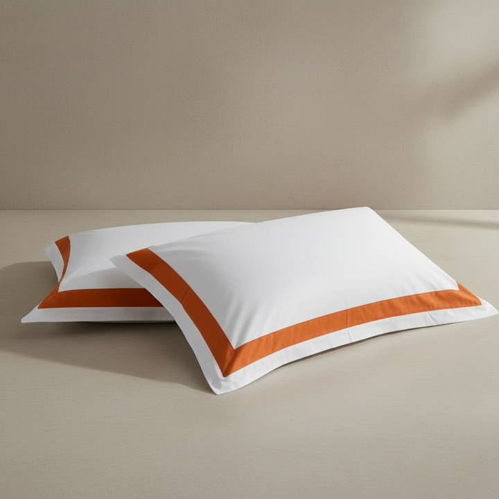 Hotel Luxe Orange Contrast Border Duvet Cover Set