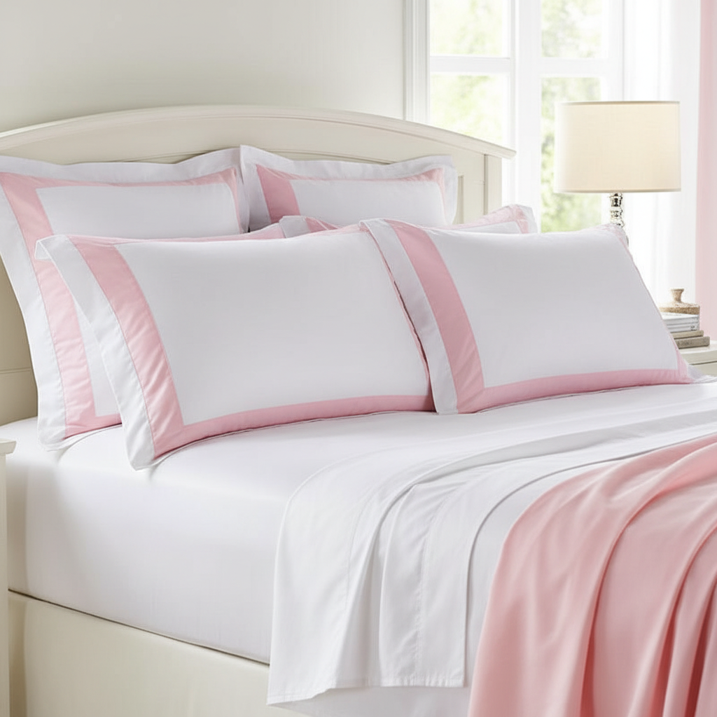 Hotel Luxe Pink Contrast Border Duvet Cover Set
