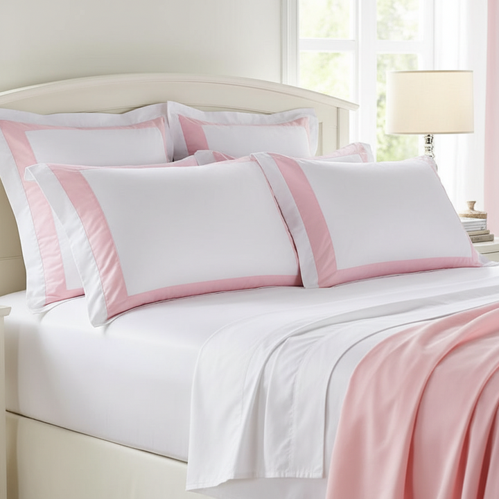 Hotel Luxe Pink Contrast Border Duvet Cover Set