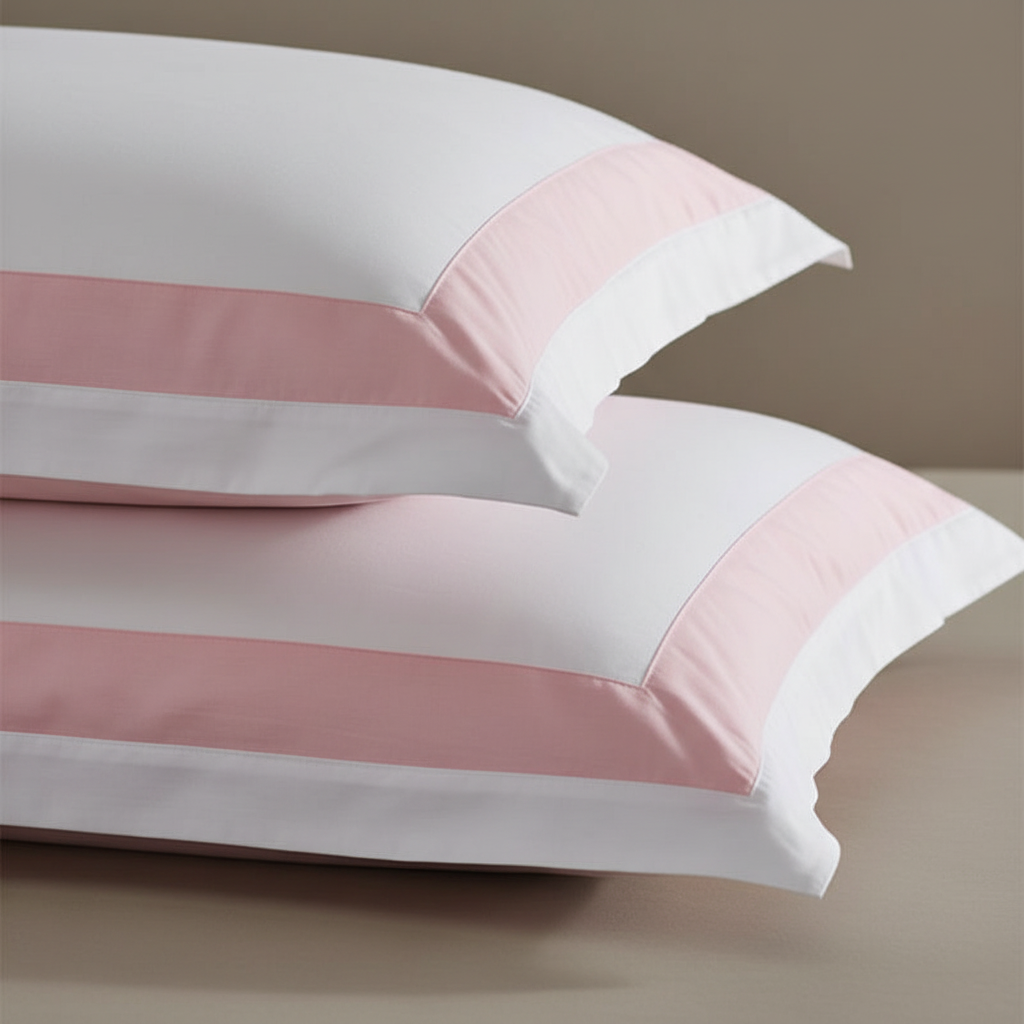 Hotel Luxe Pink Contrast Border Duvet Cover Set
