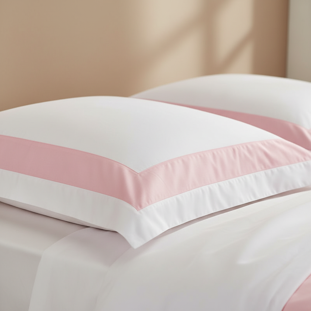Hotel Luxe Pink Contrast Border Duvet Cover Set