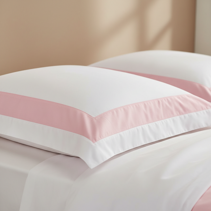 Hotel Luxe Pink Contrast Border Duvet Cover Set