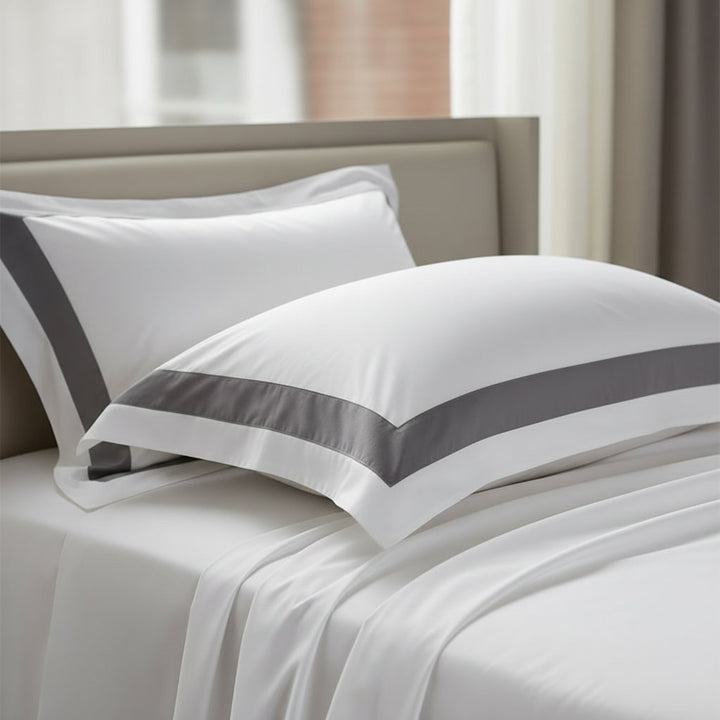 Hotel Luxe Grey Contrast Border Duvet Cover Set