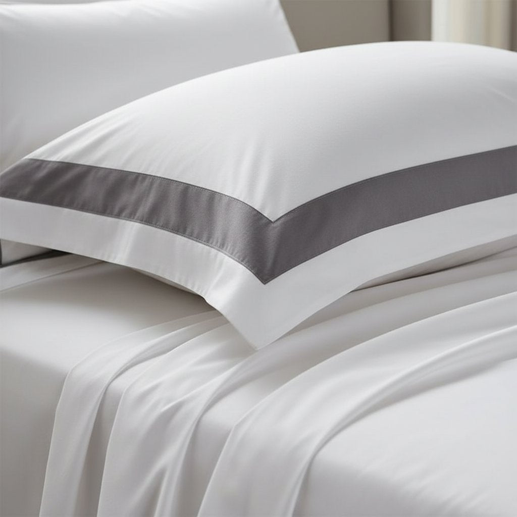 Hotel Luxe Grey Contrast Border Duvet Cover Set