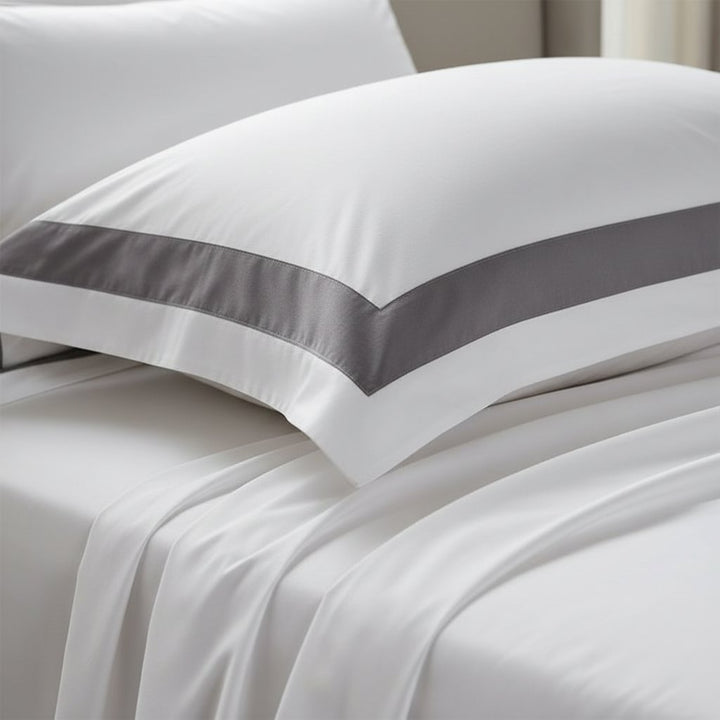 Hotel Luxe Grey Contrast Border Duvet Cover Set
