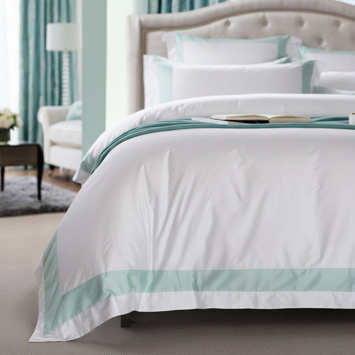 Hotel Luxe Mint Green Contrast Border Duvet Cover Set