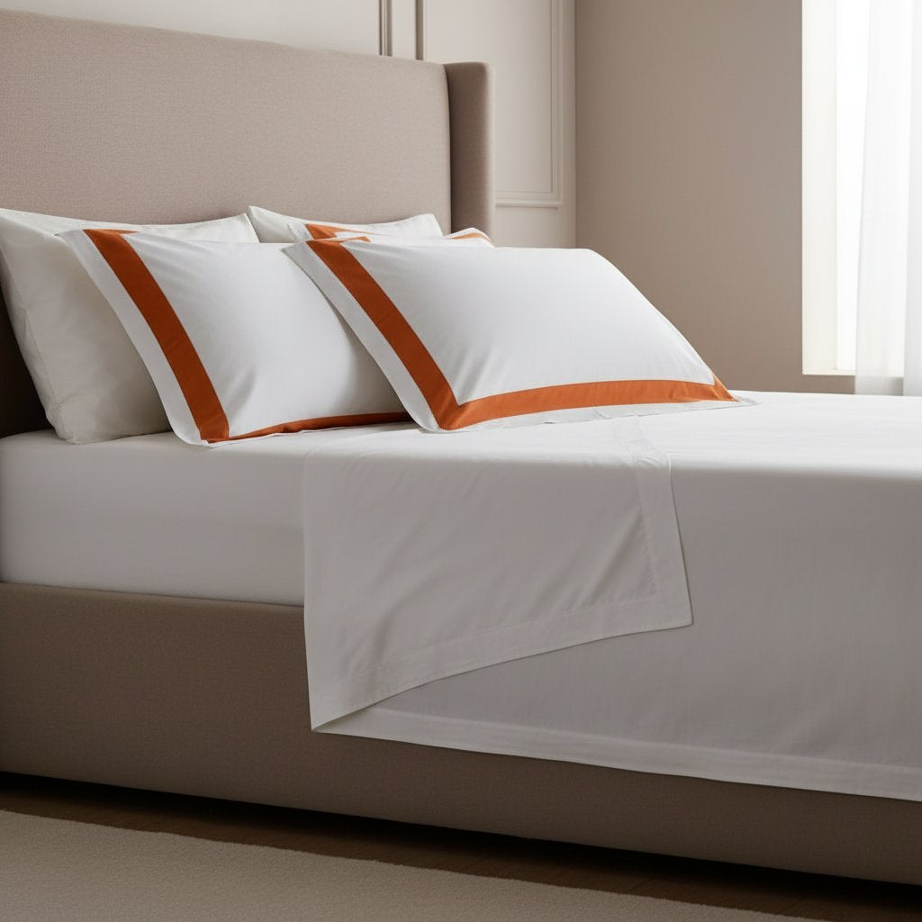 Hotel Luxe Orange Contrast Border Duvet Cover Set