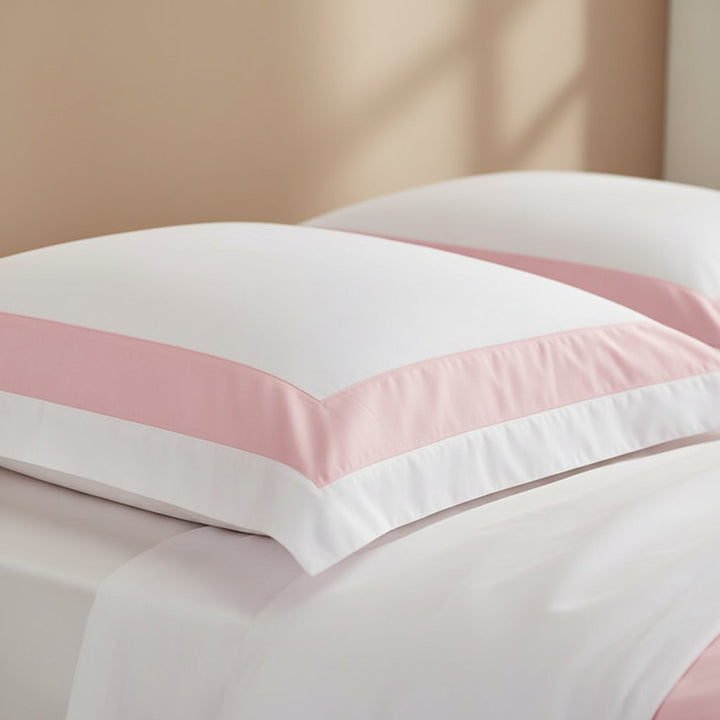 Hotel Luxe Pink Contrast Border Duvet Cover Set