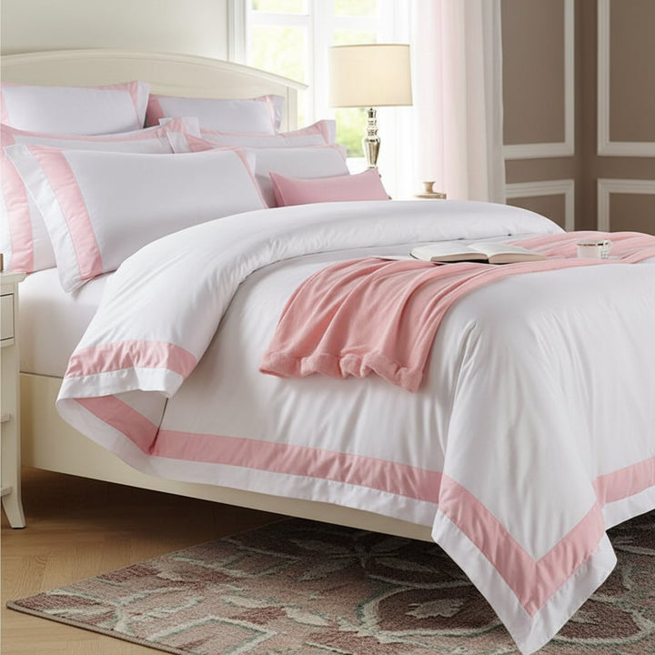 Hotel Luxe Pink Contrast Border Duvet Cover Set
