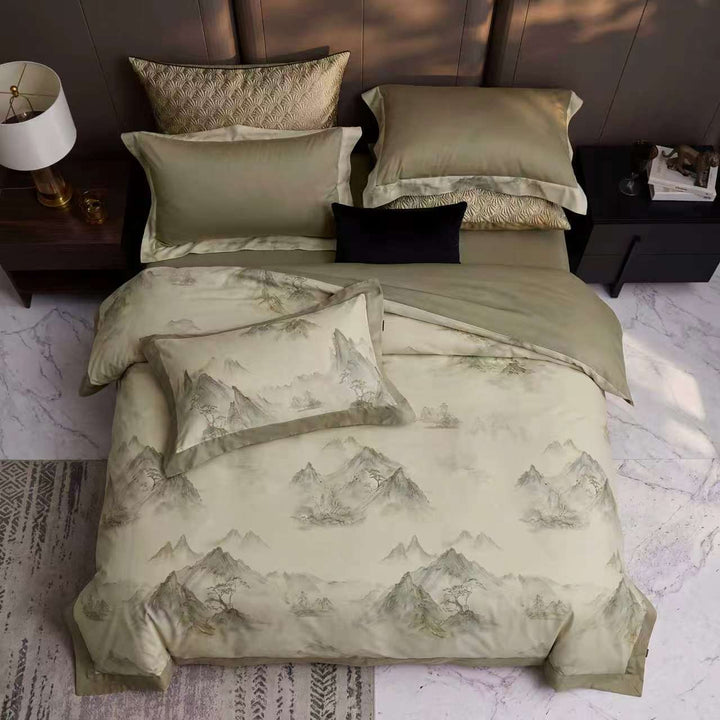 Jade Valley Duvet Cover Set (Egyptian Cotton, 600 TC)