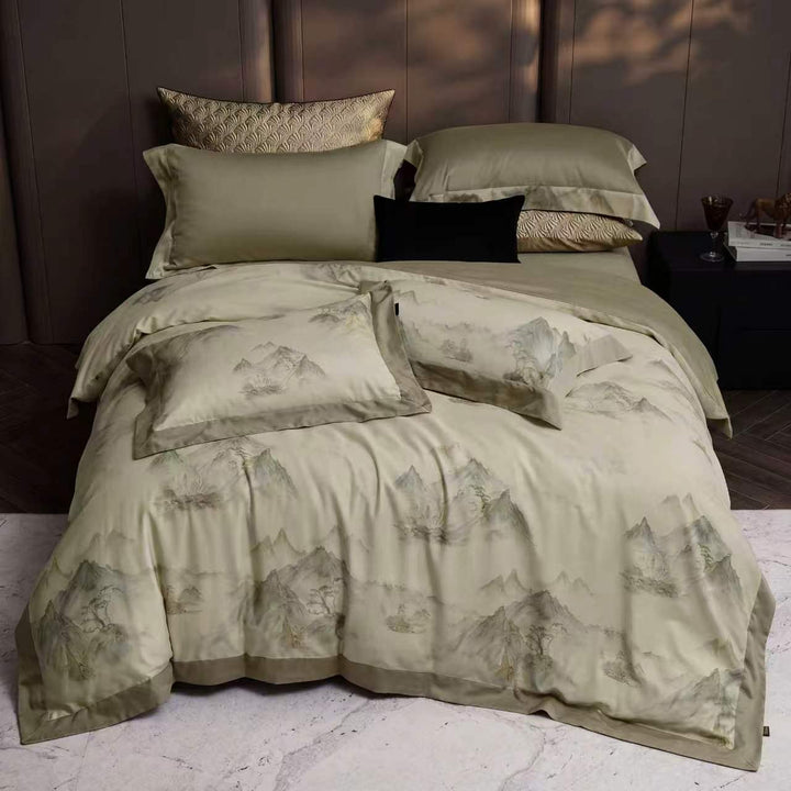 Jade Valley Duvet Cover Set (Egyptian Cotton, 600 TC)