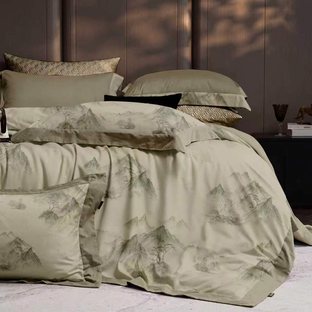 Jade Valley Duvet Cover Set (Egyptian Cotton, 600 TC)