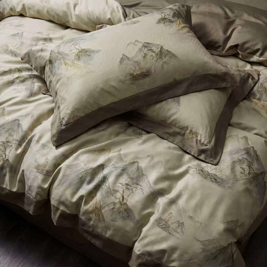 Jade Valley Duvet Cover Set (Egyptian Cotton, 600 TC)