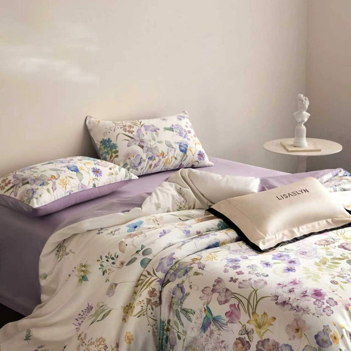 Lavender Bloom Duvet Cover Set (Egyptian Cotton, 600 TC)
